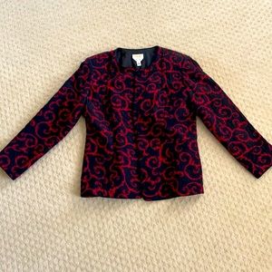 Red Black silk blazer jacket